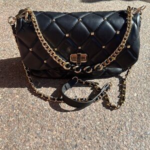 Black Quilted Chain Shoulder Bag